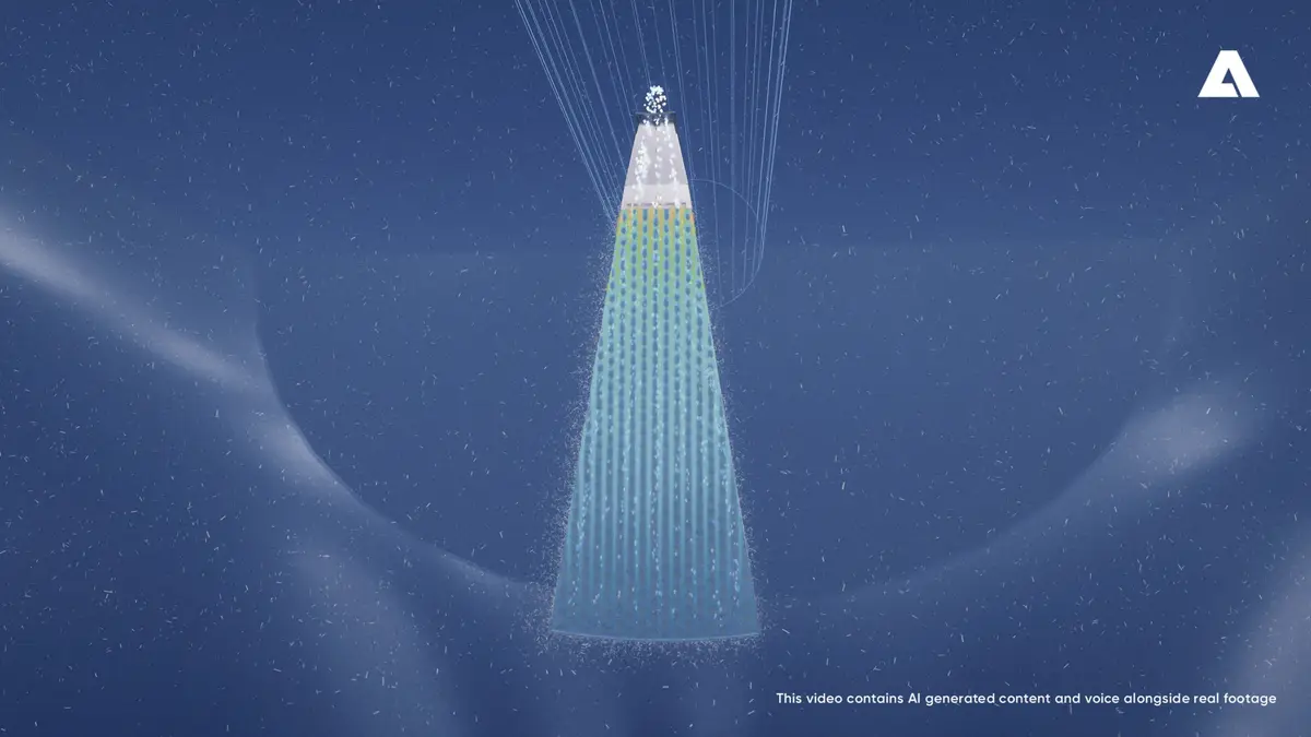 Filtratströmung durch den PolyHex™ Sektor im Trog — Visualisierung aus der Animation