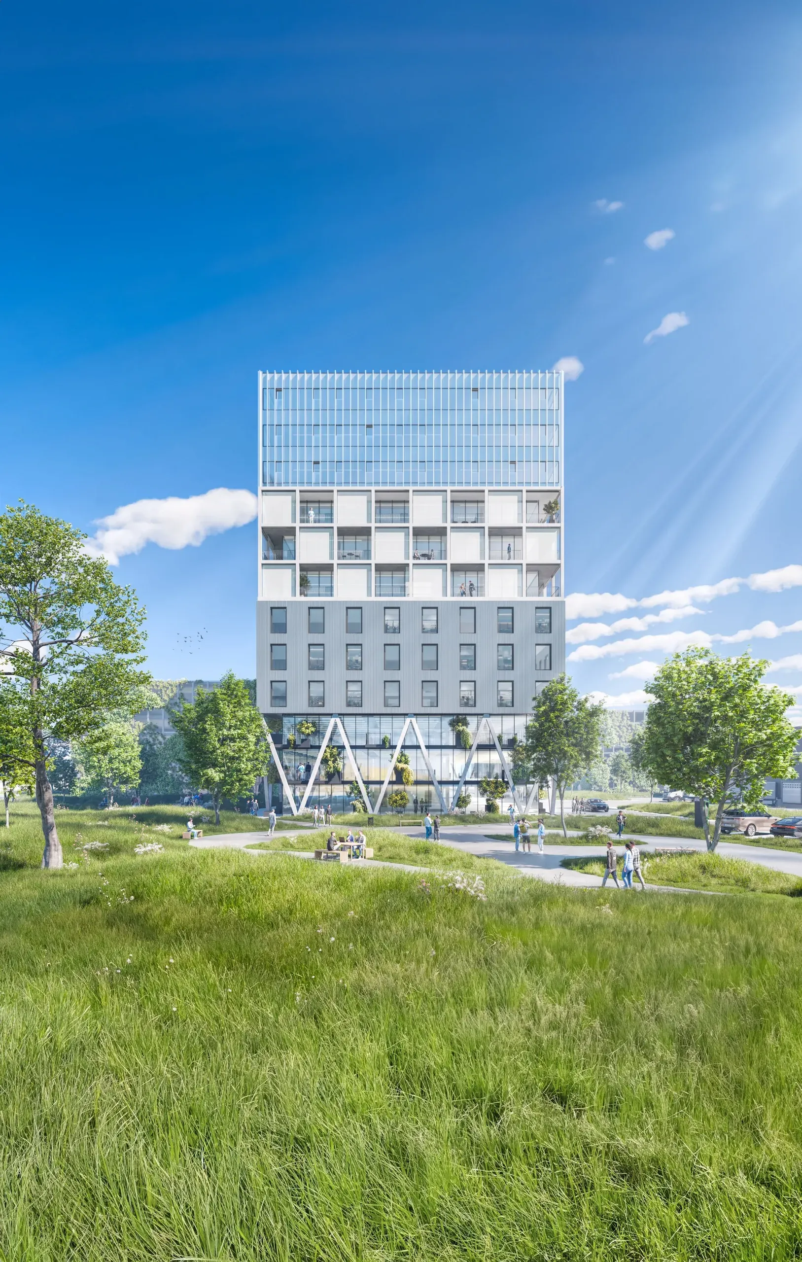 BTS Business Tower Styria — exterior view with sky and meadow