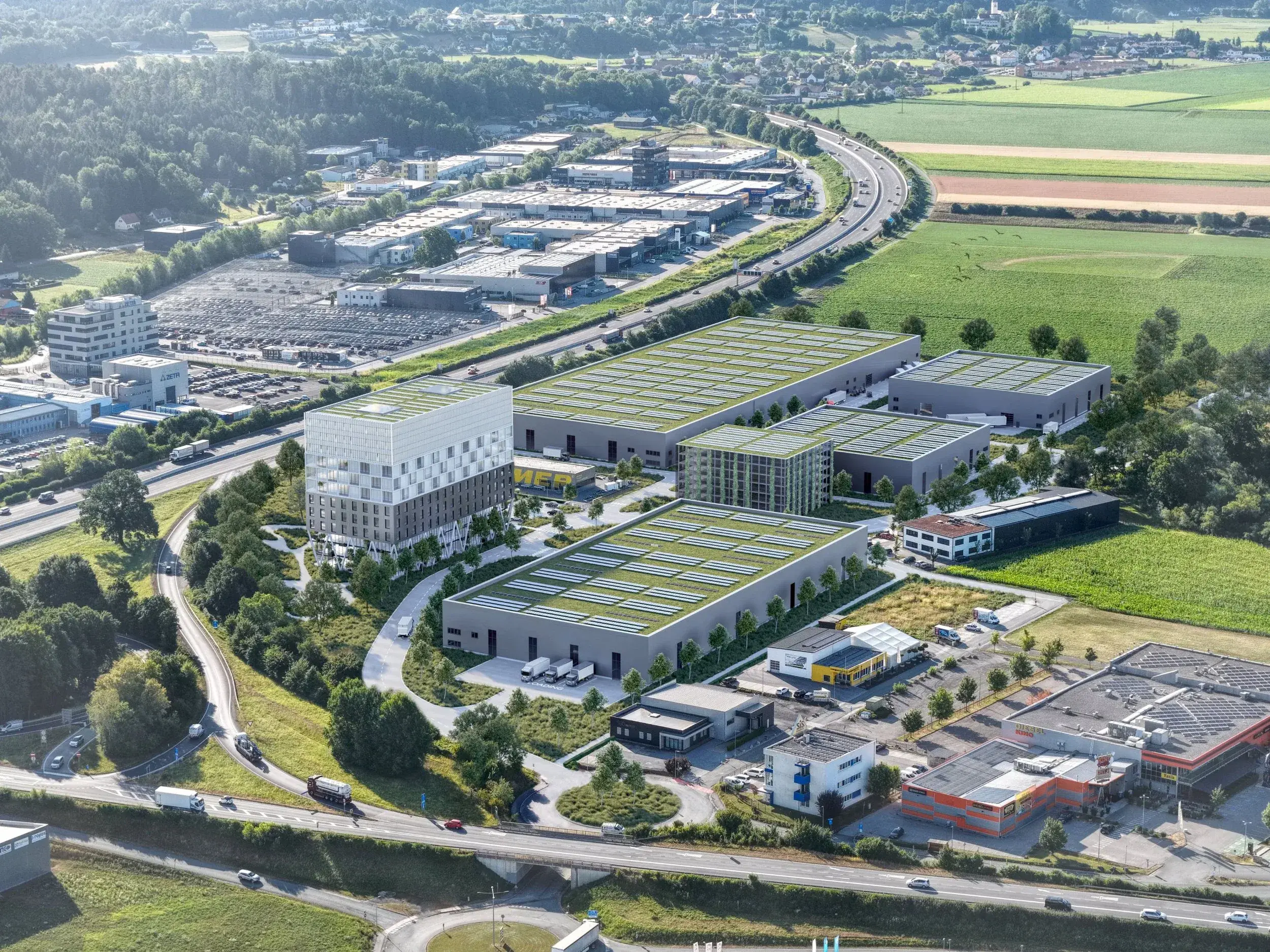 Drohnenaufnahme einer Baustelle — Establishing-Shot für ein neues Visualisierungsprojekt