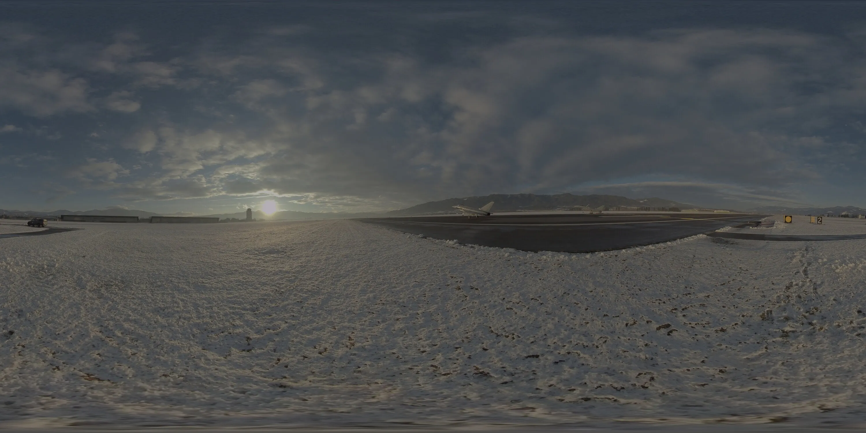 Mission Vorwärts — Eurofighter Typhoon on the runway, 360° panorama on a winter morning