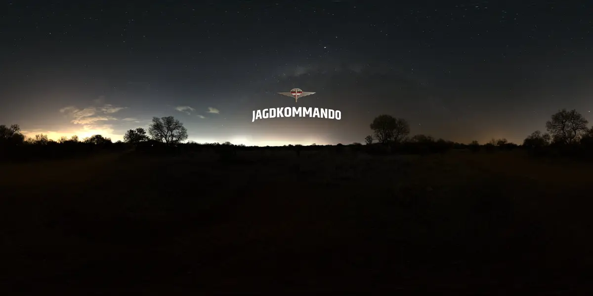 Mission Vorwärts — Jagdkommando branding still with Milky Way