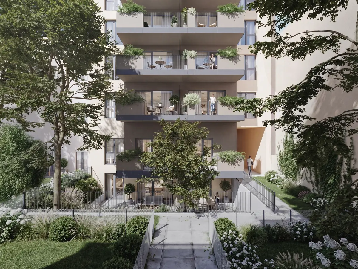 Anton-Störck-Gasse 88 — Gartenansicht im Innenhof 3D Visualisierung