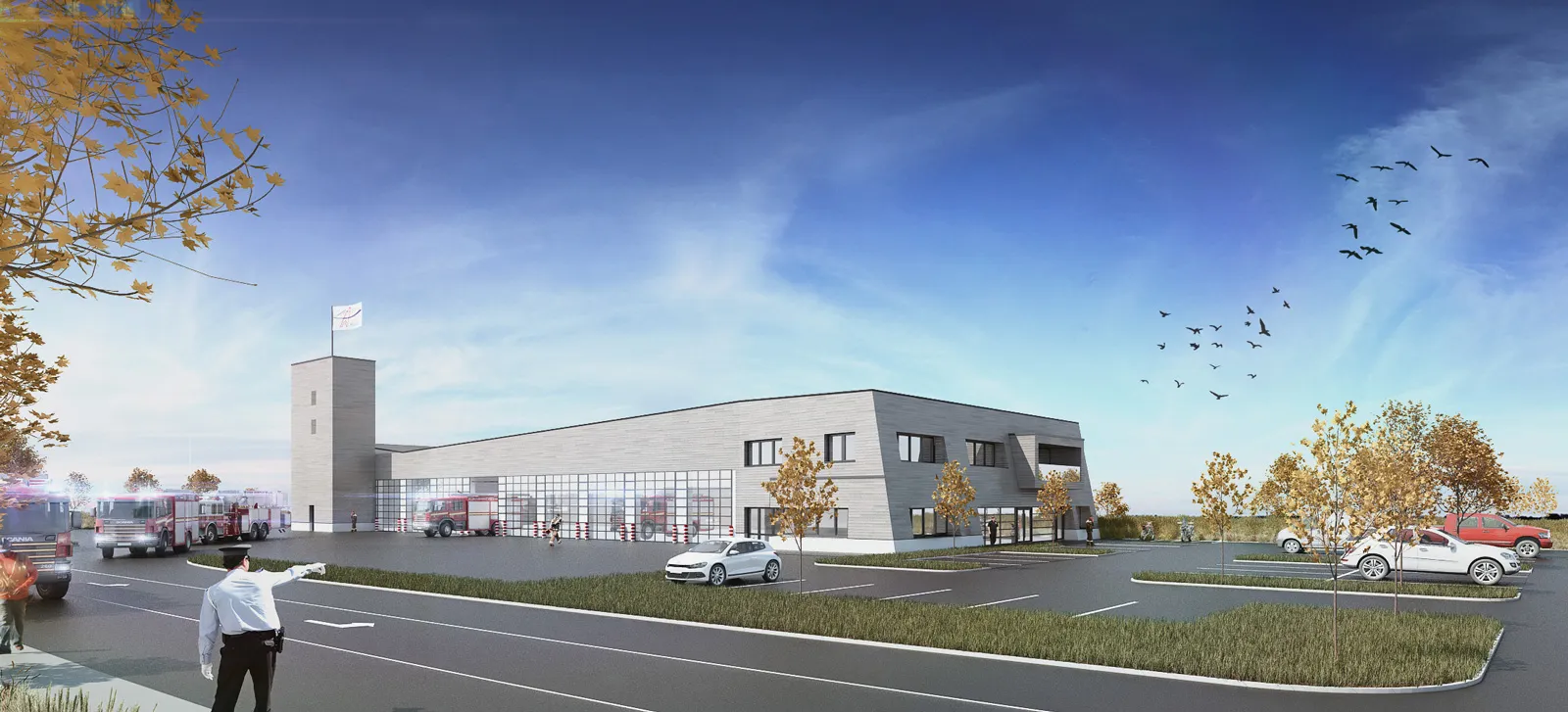 Feuerwache Luxemburg — Industriebau Wettbewerbsbeitrag 3D Visualisierung