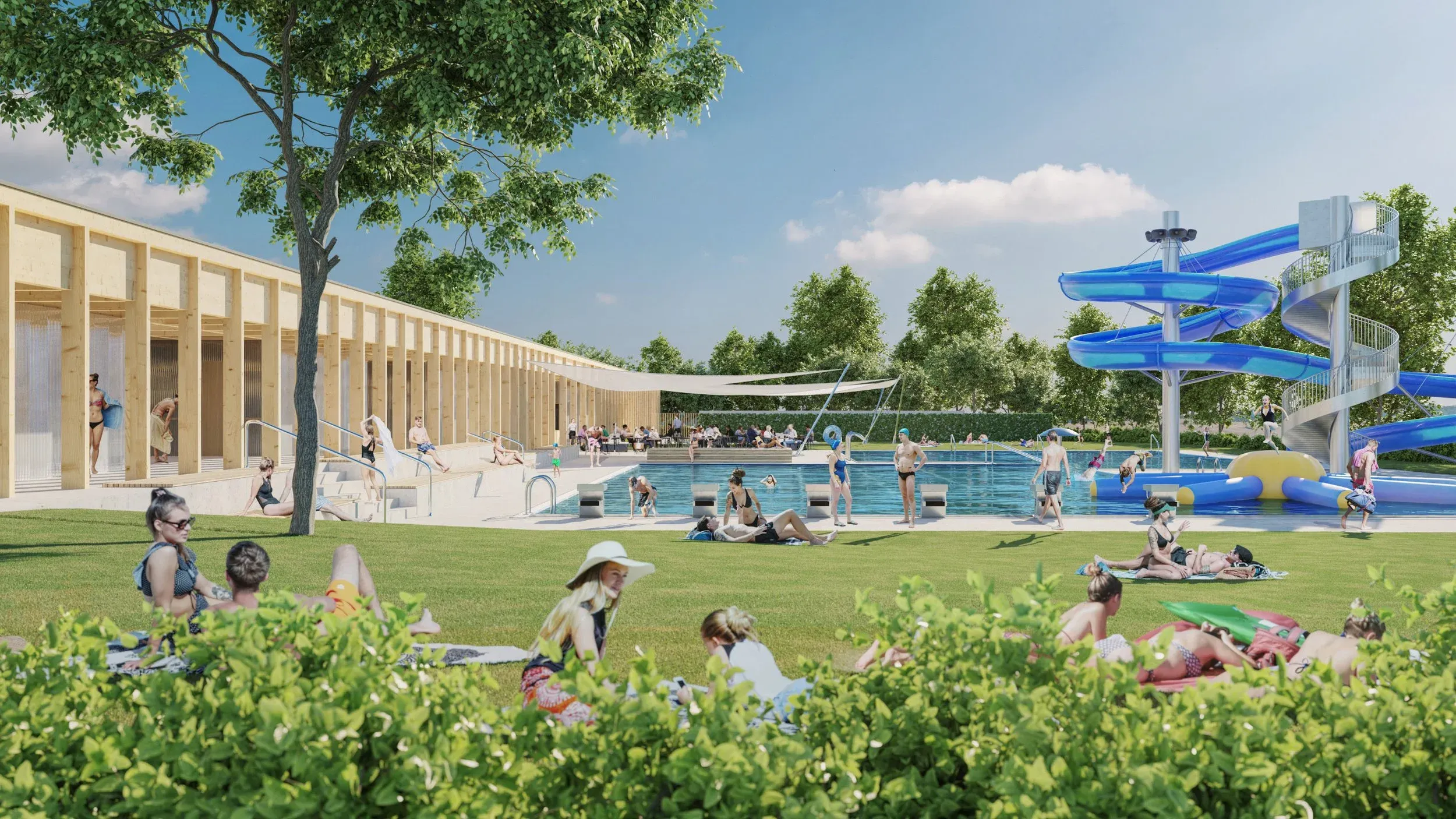 Stainz outdoor pool perspective 2