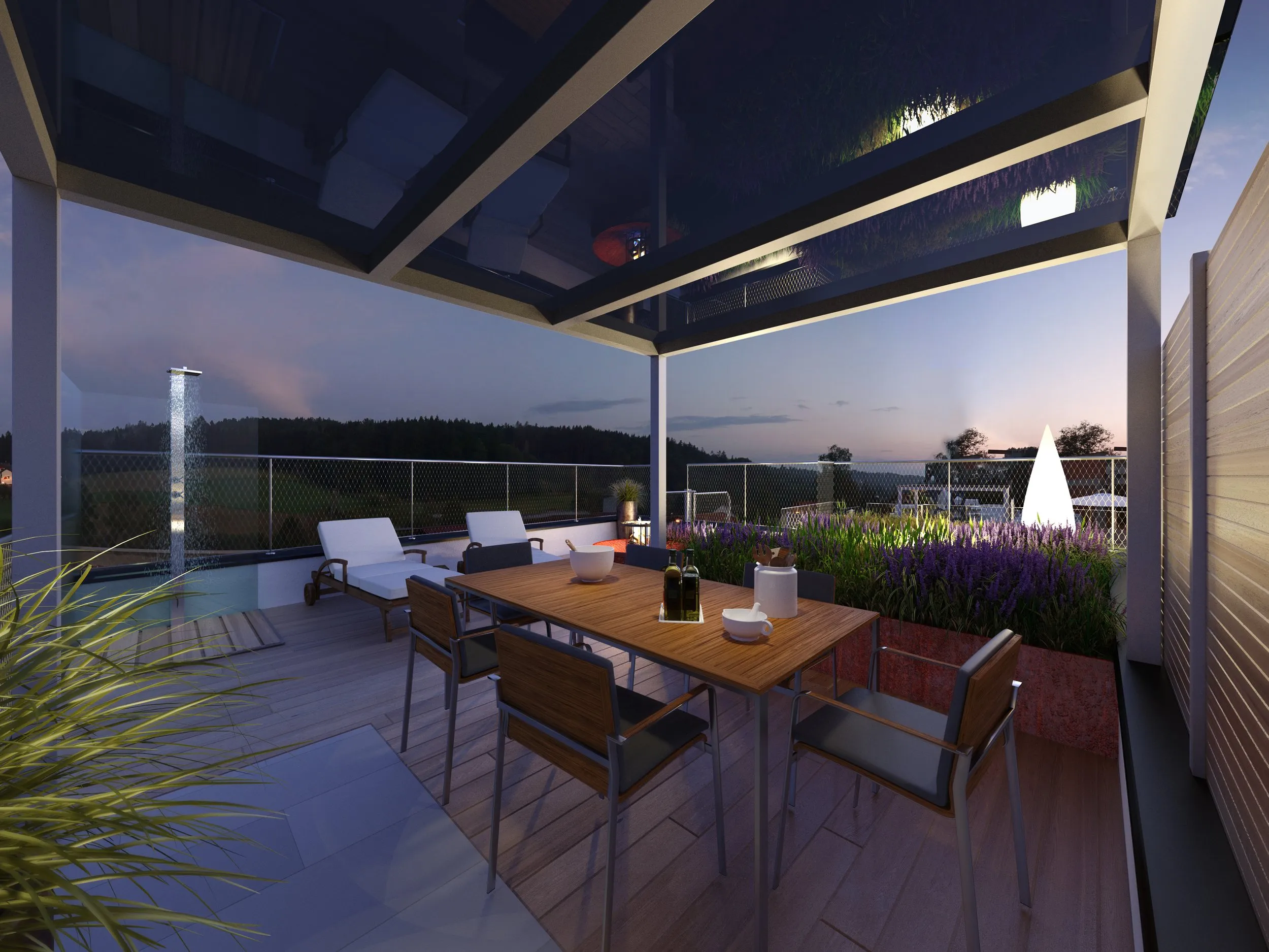 Graziös Barock Suite terrace at night