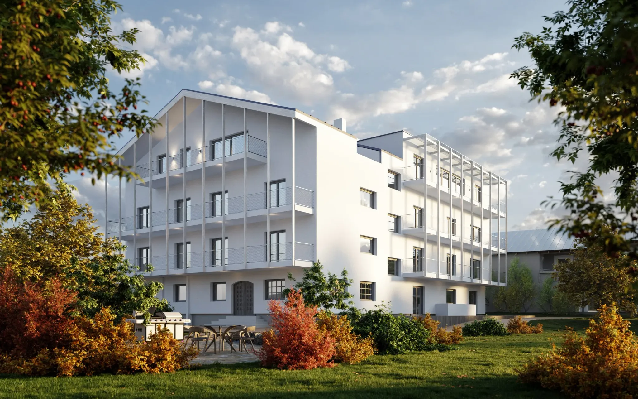 Gut Rosenbach Südsteiermark — Landhotel-Außenansicht 3D Visualisierung
