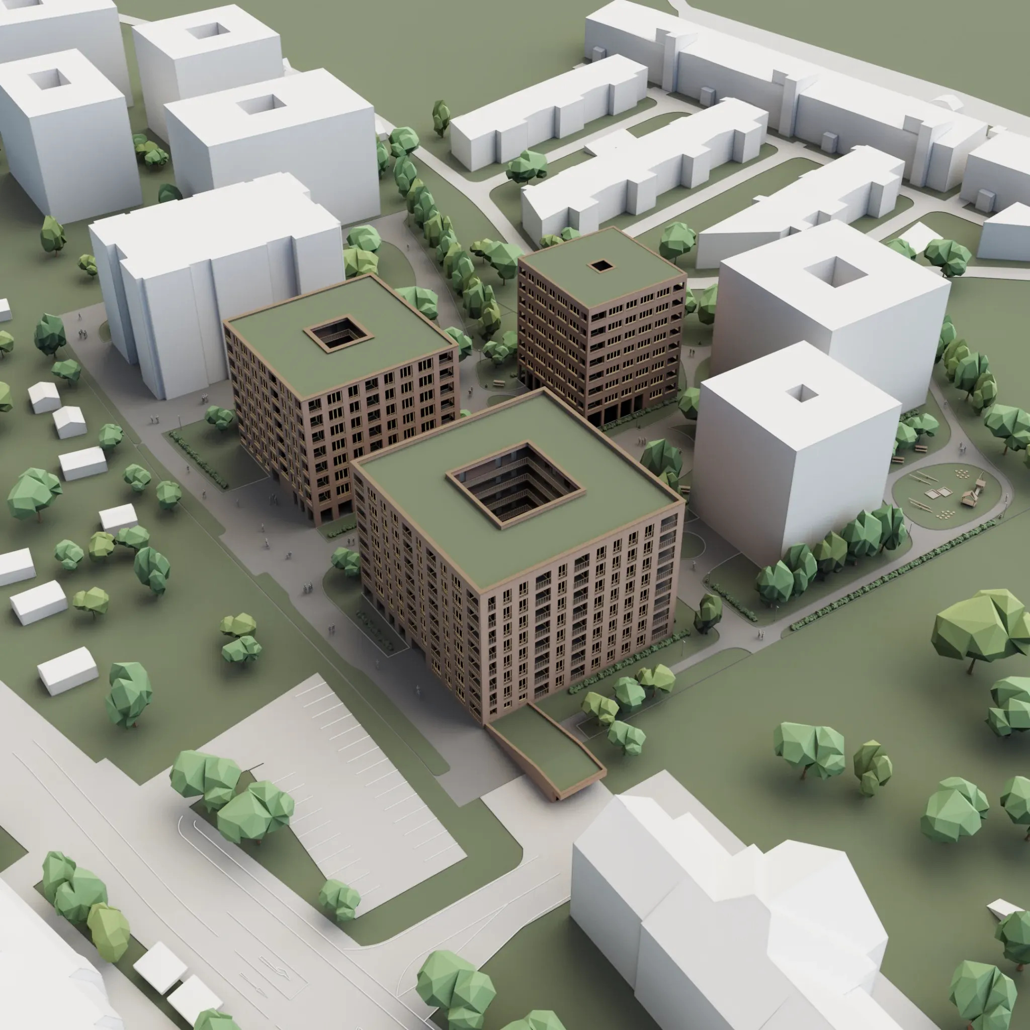 Kirchner Kaserne Süd Graz — Wohnbau-Areal Übersicht 3D Visualisierung