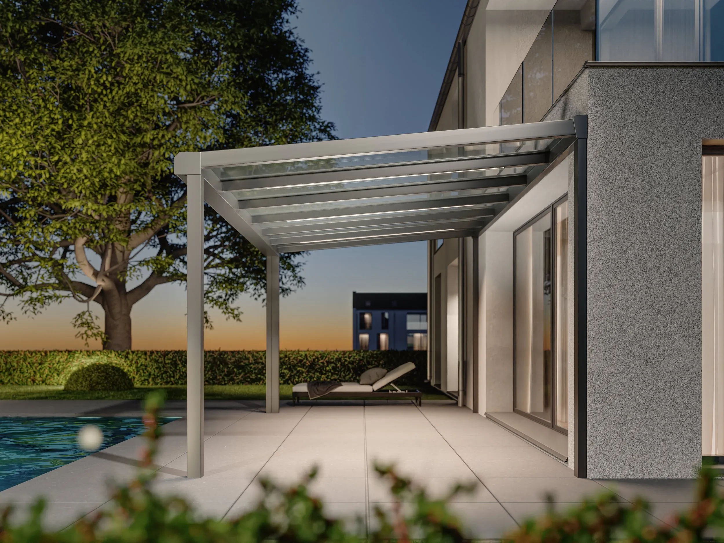 Leeb Amalfi — patio roofing night view