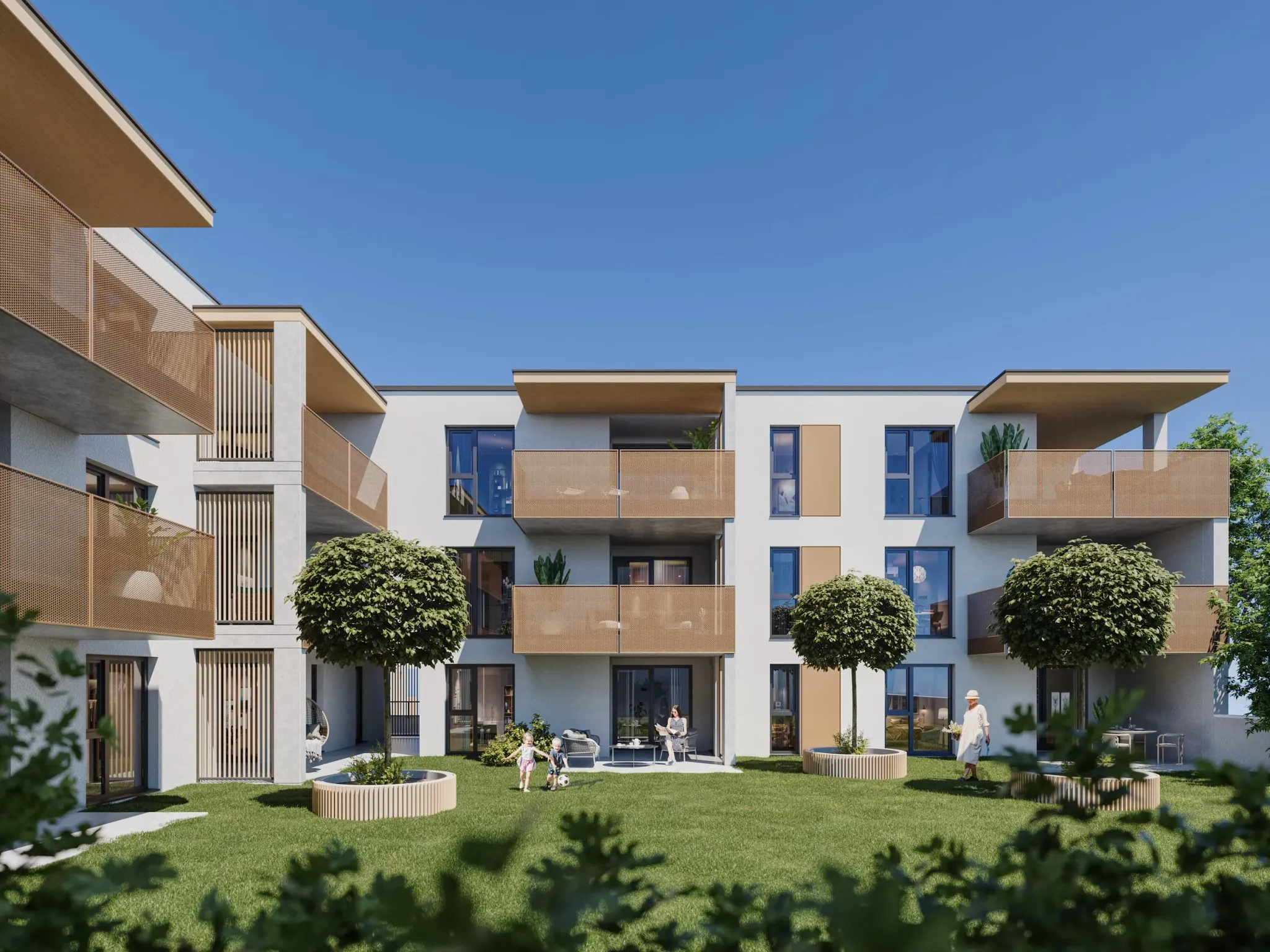 Domus Faber Leibnitz — Gartenansicht 3D Visualisierung