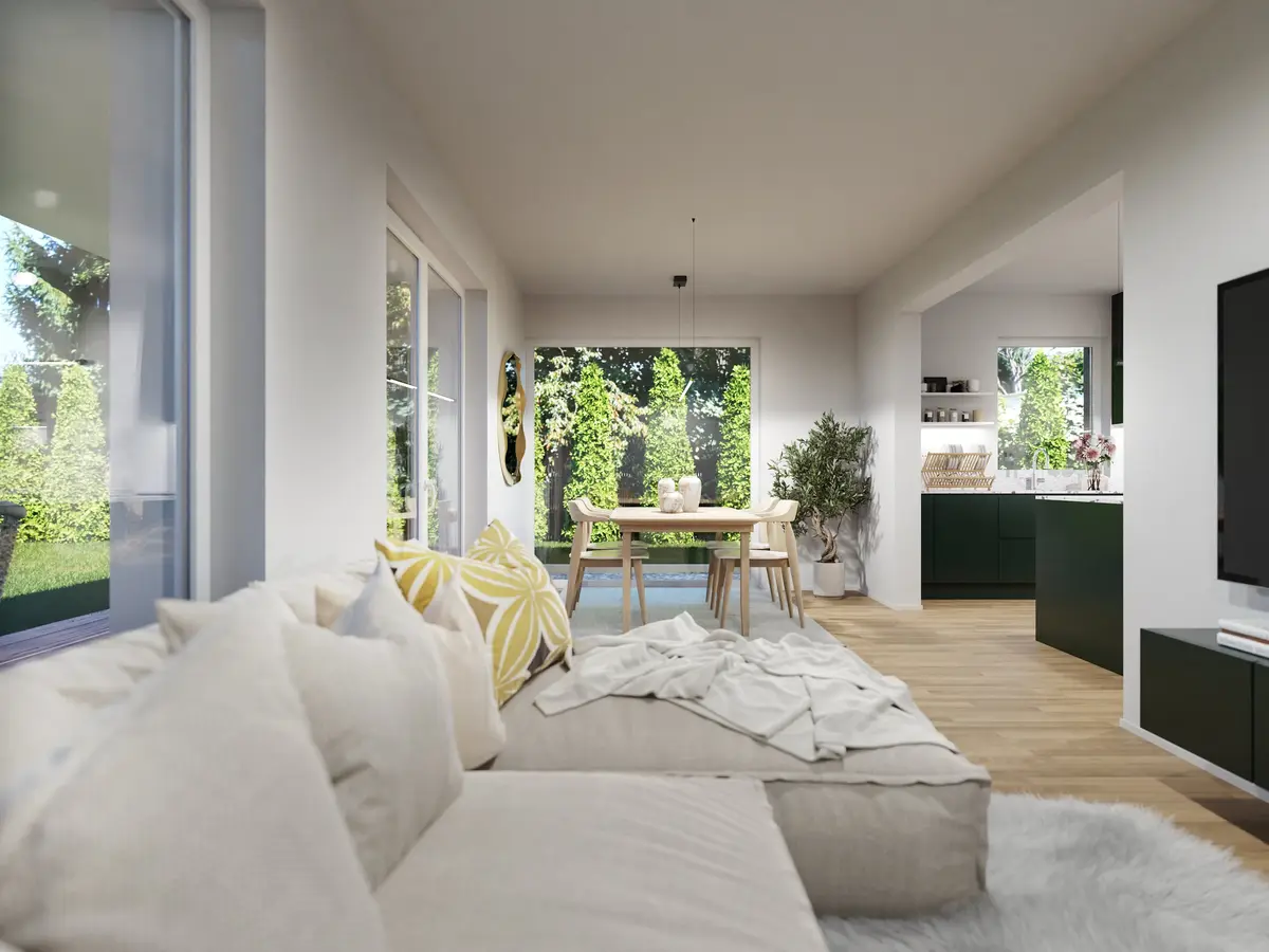 Wohnanlage Straß Bauabschnitt 2 — Wohn-Ess-Bereich Interior 3D Visualisierung