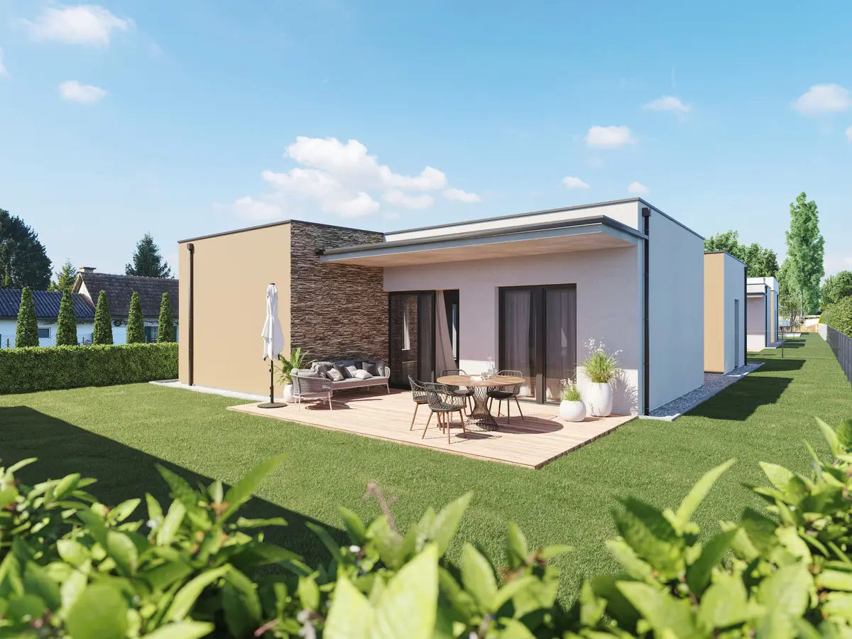 Wohnanlage Strass — Gartenansicht 3D Visualisierung