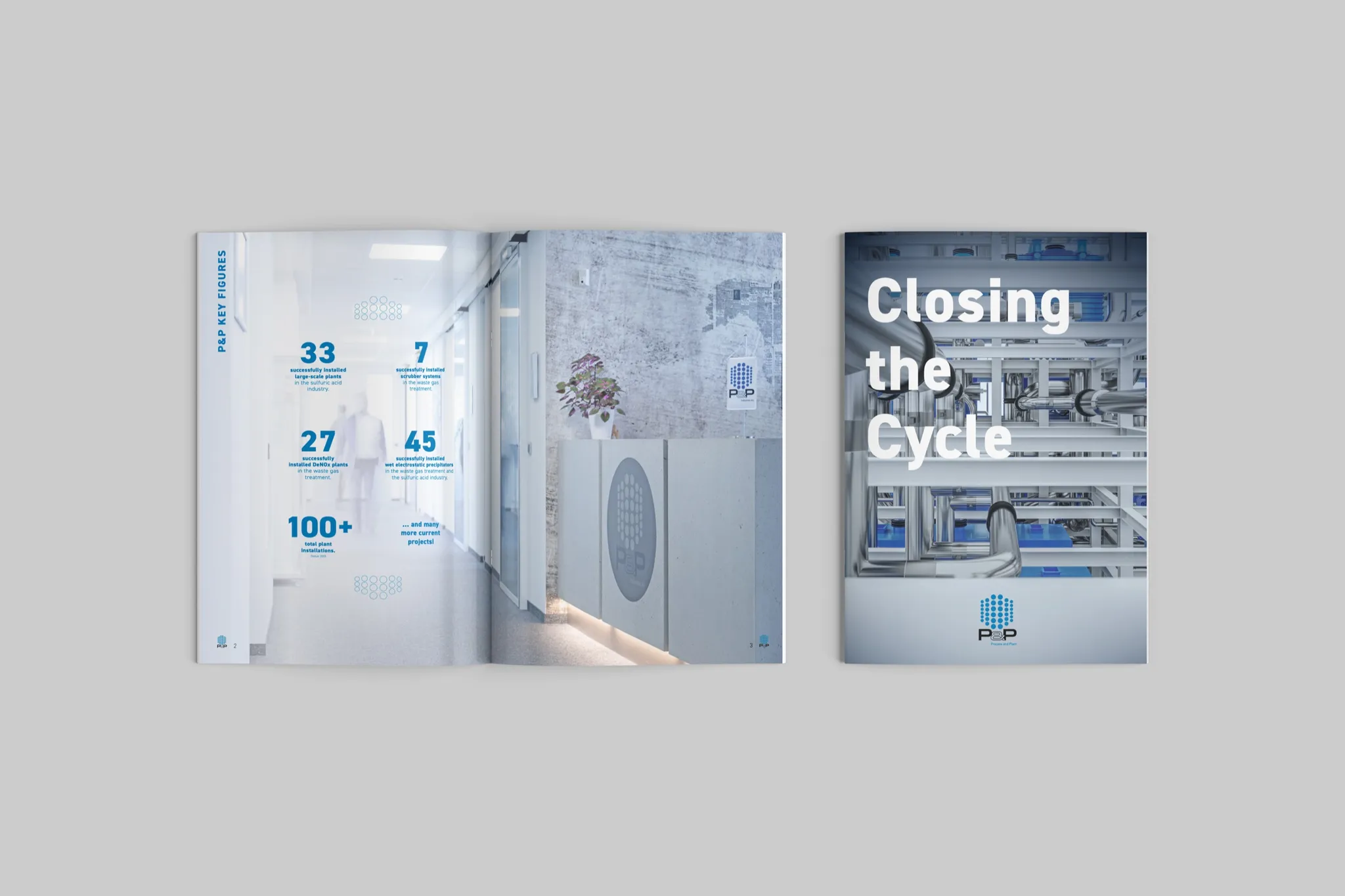 P&P Industries „Closing the Cycle" — Doppelseite mit Standortkarte