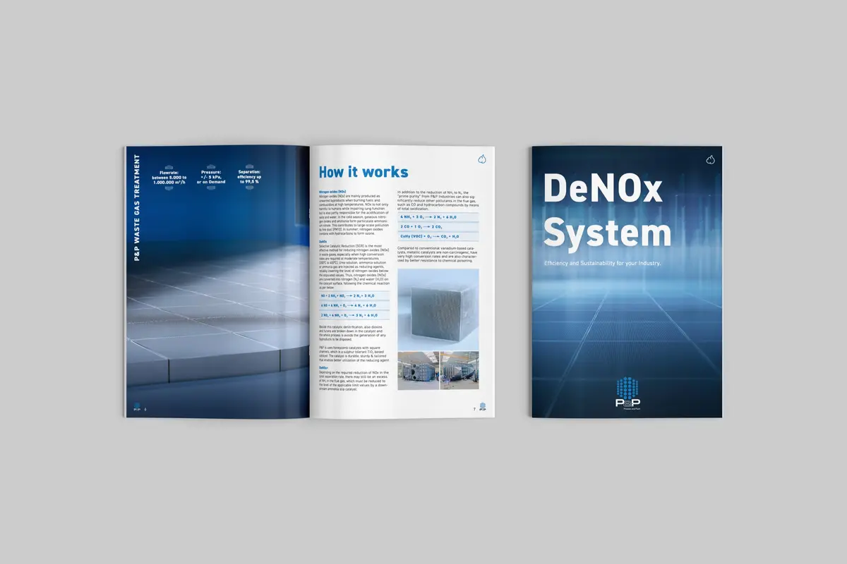 P&P Industries DeNOx System — Doppelseite „How it works"