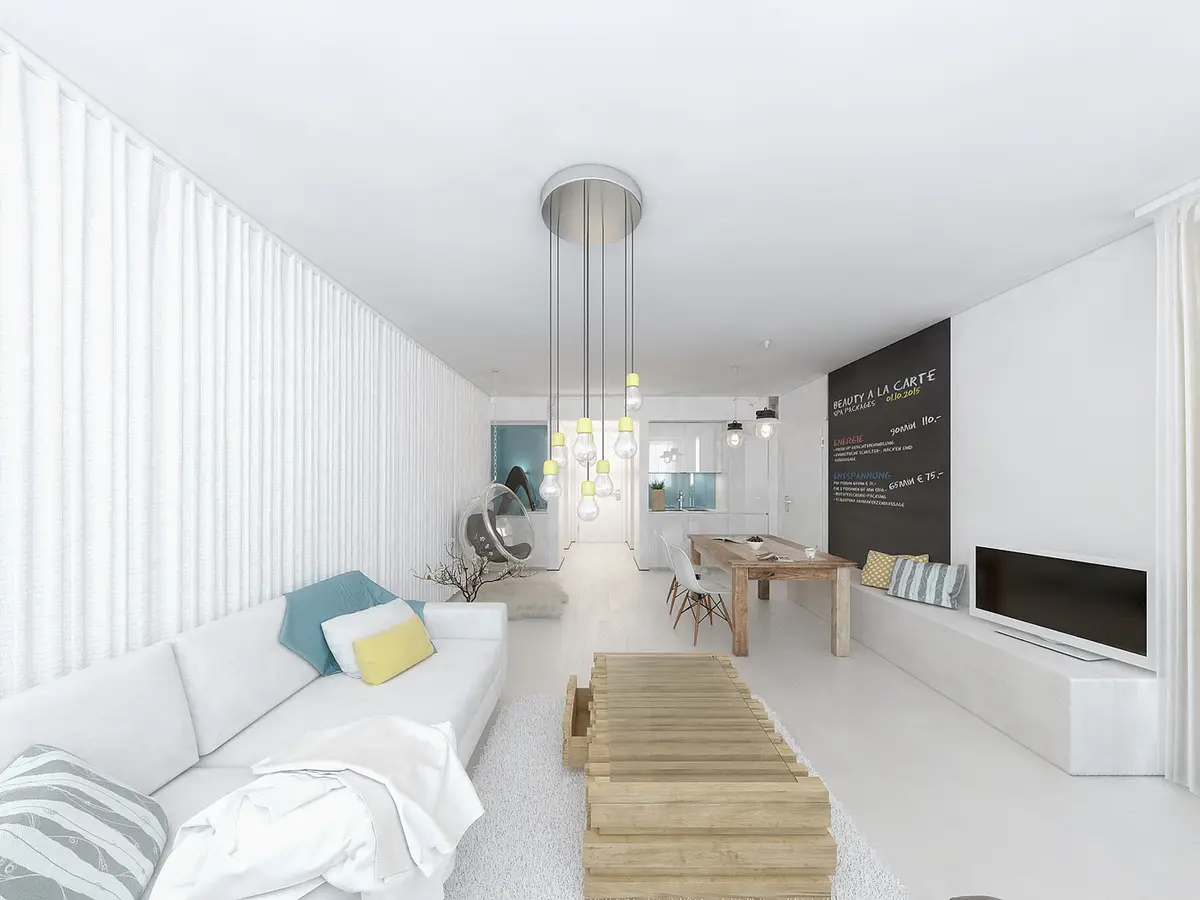 Relax Suite Modern — living room with designer furniture and feature blackboard
