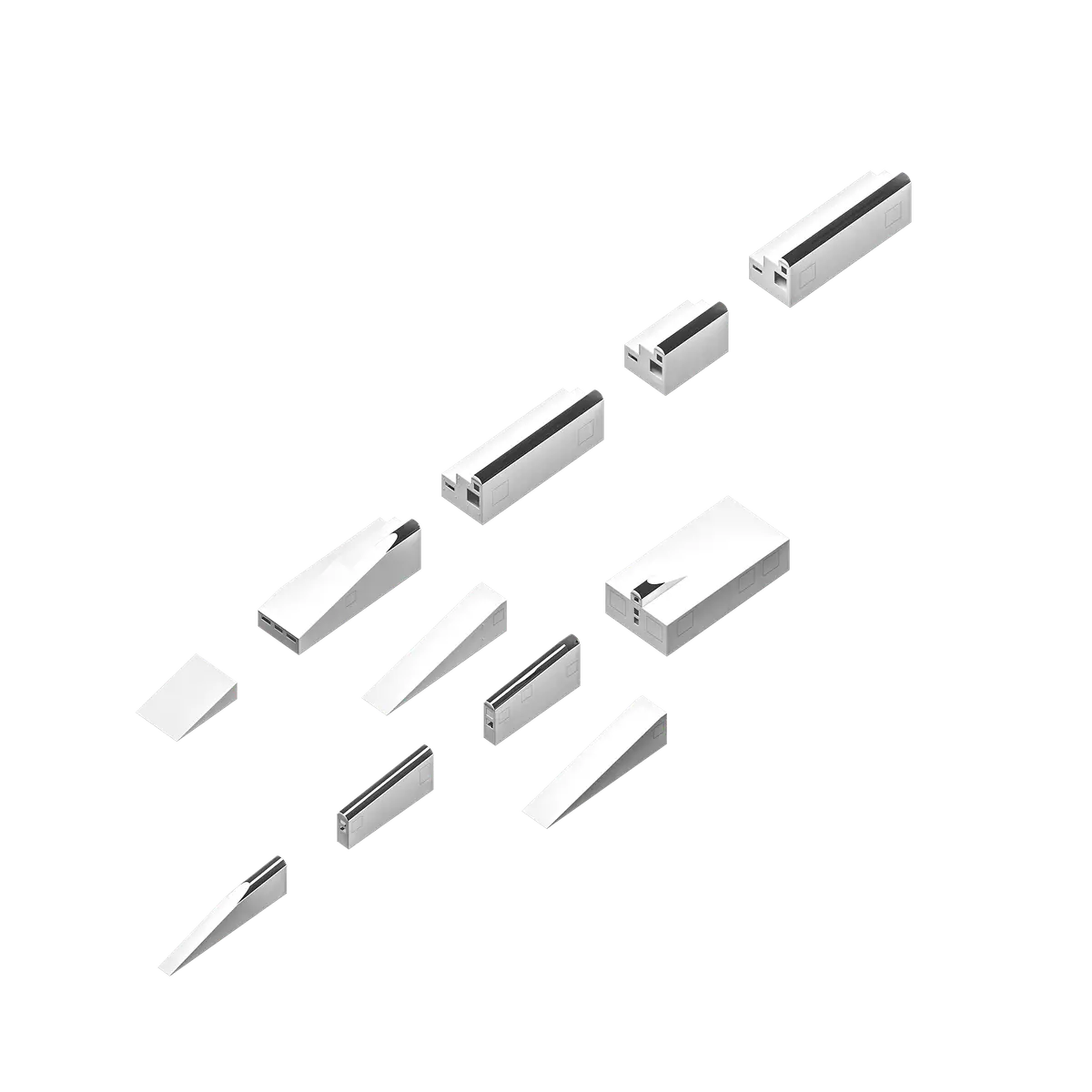 Shape Obstacle — Aufbau in Einzelteilen, axonometrische Explosion