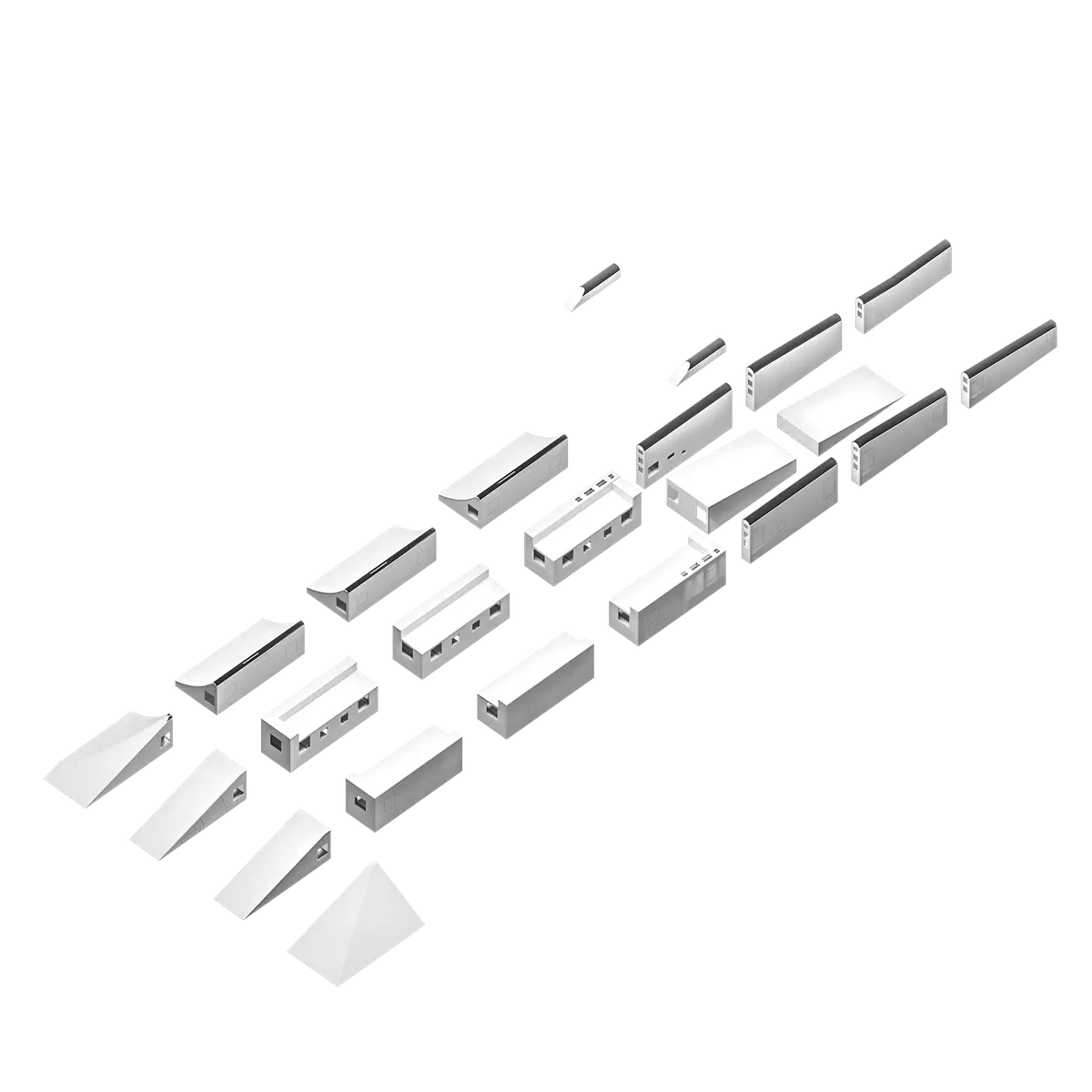 Shape Obstacle — axonometrische Explosionszeichnung, komplette Baugruppe