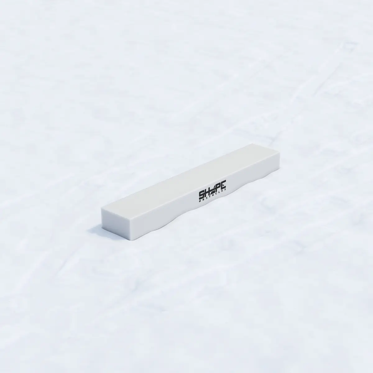Shape Obstacle im Schnee-Setup — 3D-Rendering mit Winter-Hintergrund