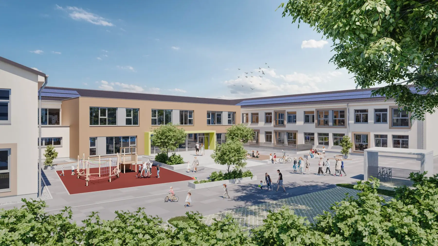 Haus der Bildung St. Anna am Aigen — Bildungsgebäude Außenansicht 3D Visualisierung
