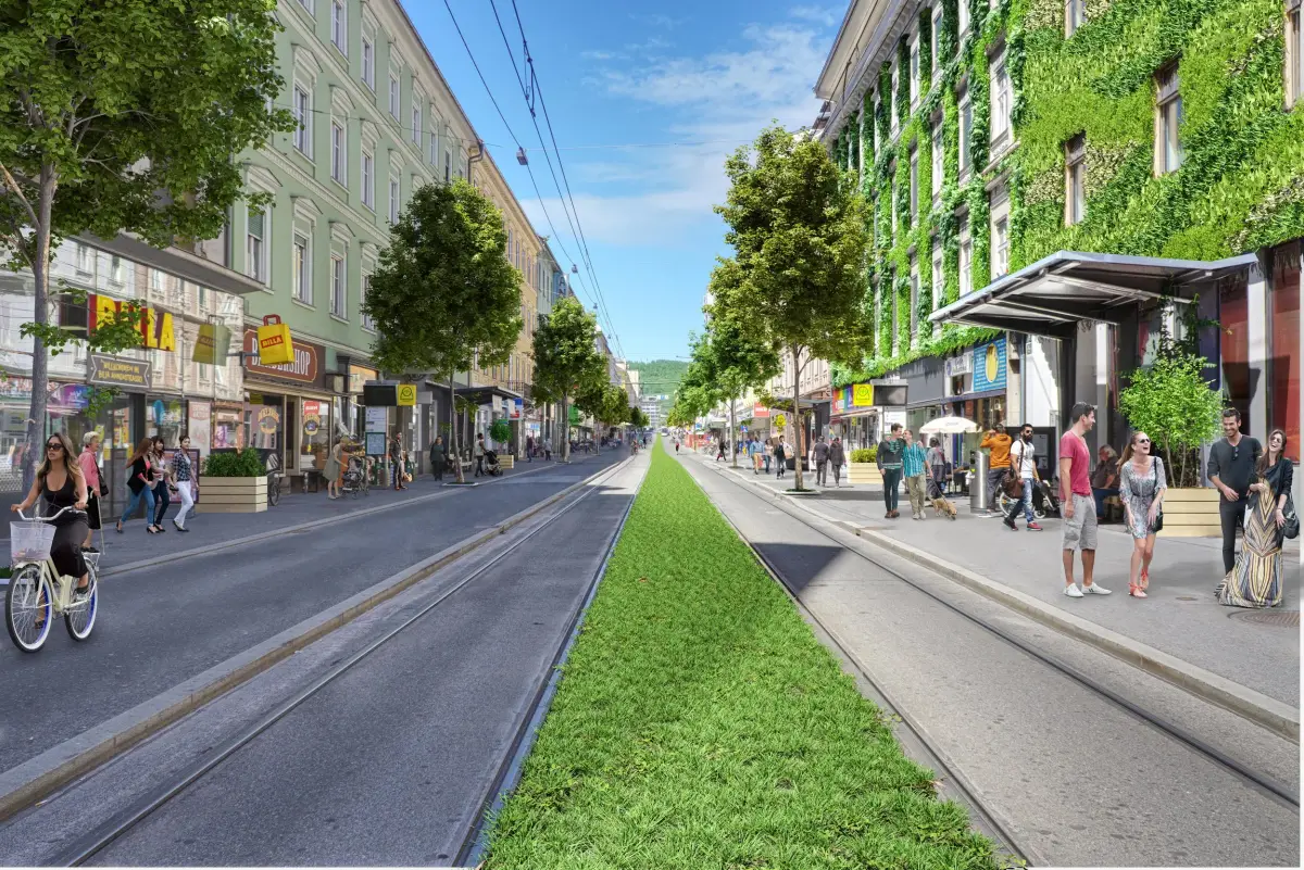 Stadt Allee Graz — Annenstraße visualization of the green axis