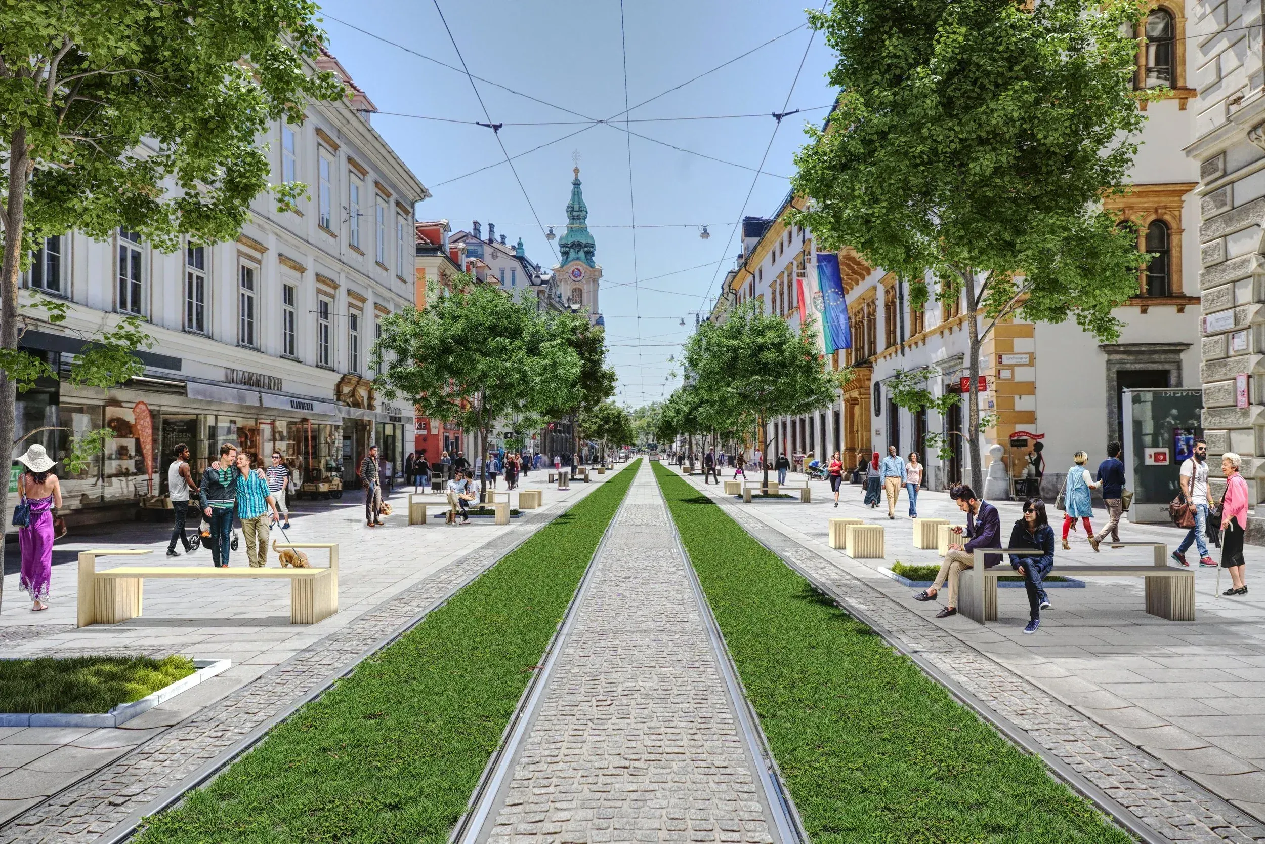 Stadt Allee Graz — visualization of the green axis Herrengasse